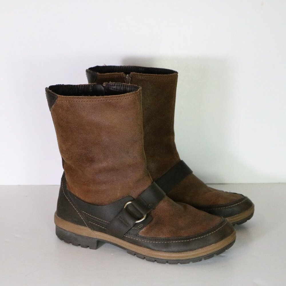 Merrell Emery Buckle Winter Boots Womens 8.5 Brown Leather Mid Calf Comfort
